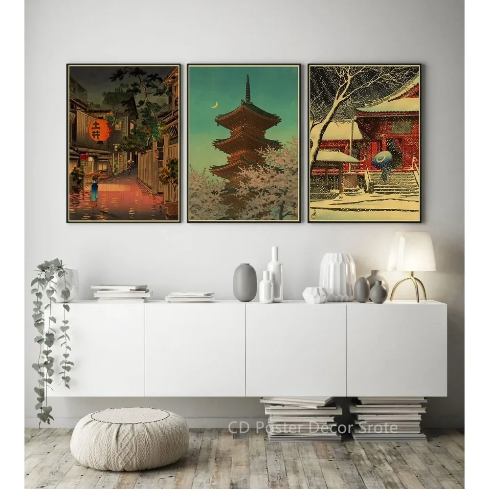Japanese Vintage Landscapes Posters Traditional Scenery Canvas Paintings Room Home Bar Restaurant Decor