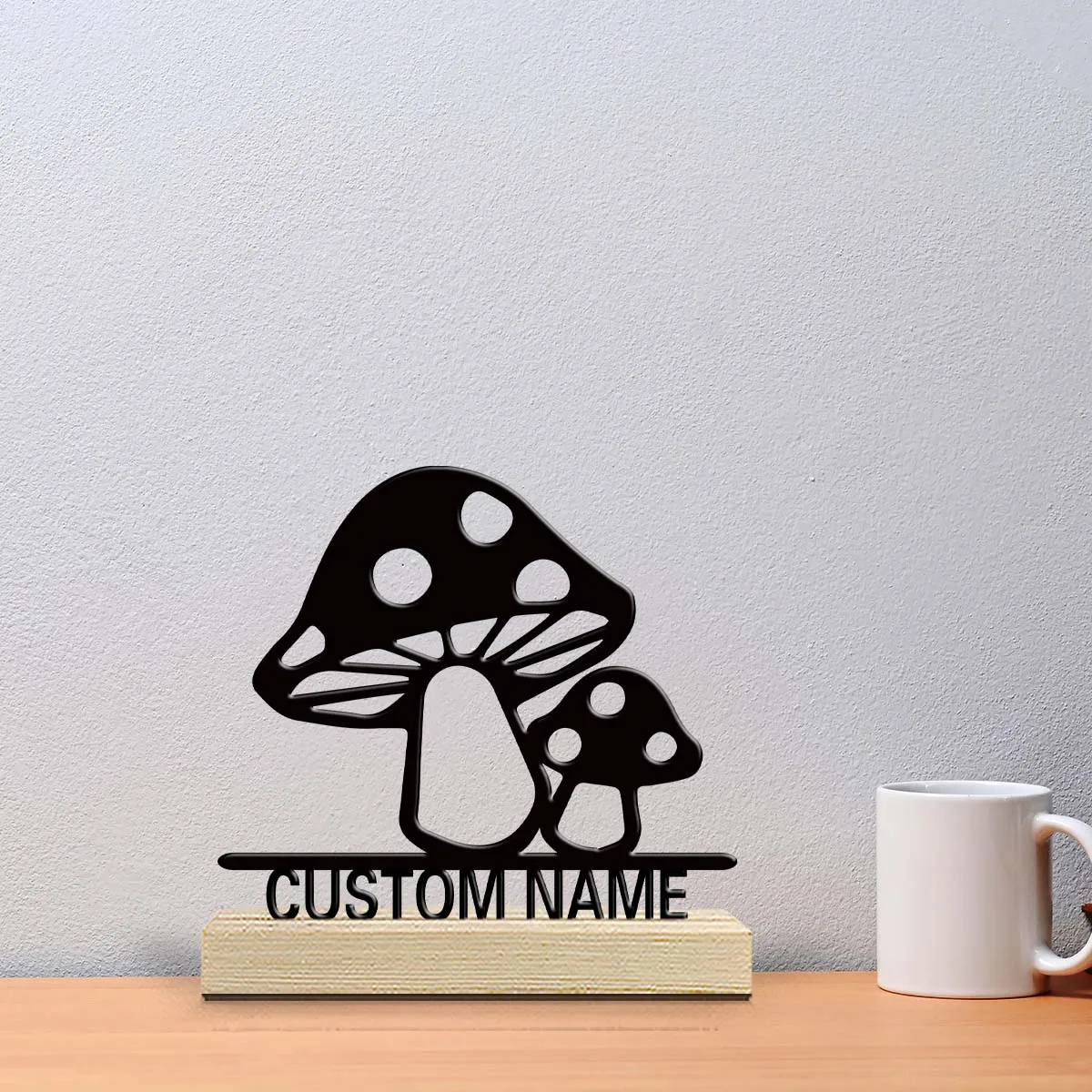 1pc Interesting Desktop Metal Statues Customizable Content With Wooden Base Unique Desktop Decoration Custom Gifts
