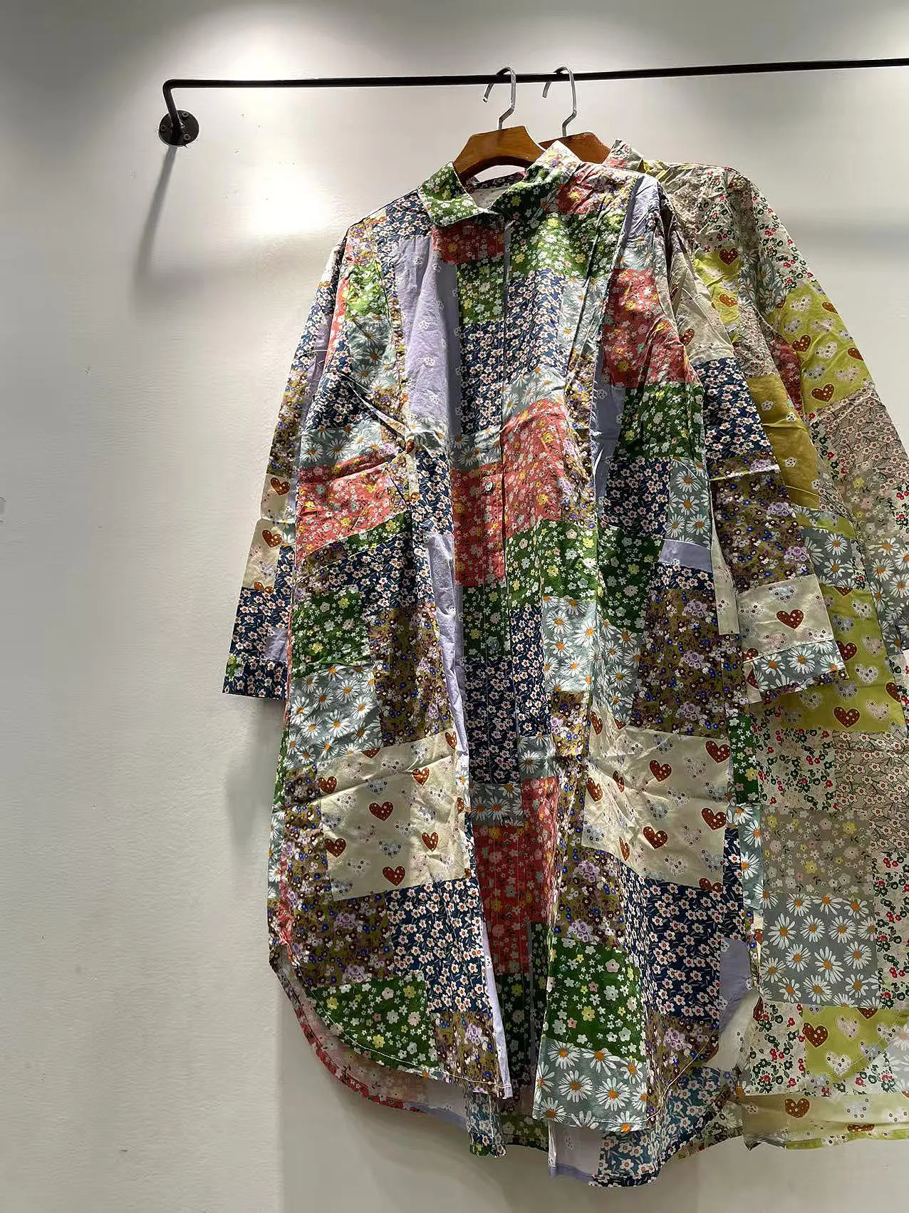 

Autumnal Vintage Floral Print Long Sve Pure Cotton Midi Dr Women's Loose Fit Single Button Closure A-Line Dr