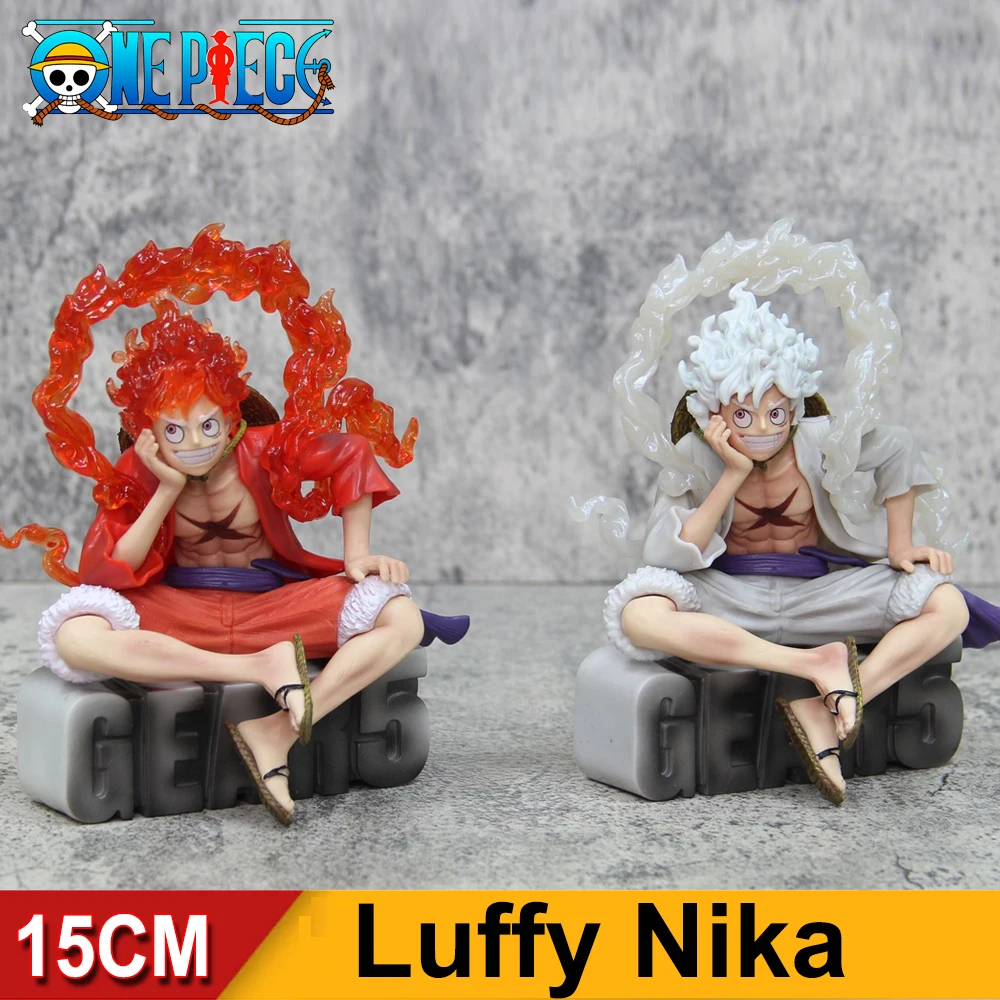 

15CM One Piece Anime Luffy Nika Gear 5 Sun God Action Figures PVC Collectible Model Room Ornament Doll Toys for Children Gifts