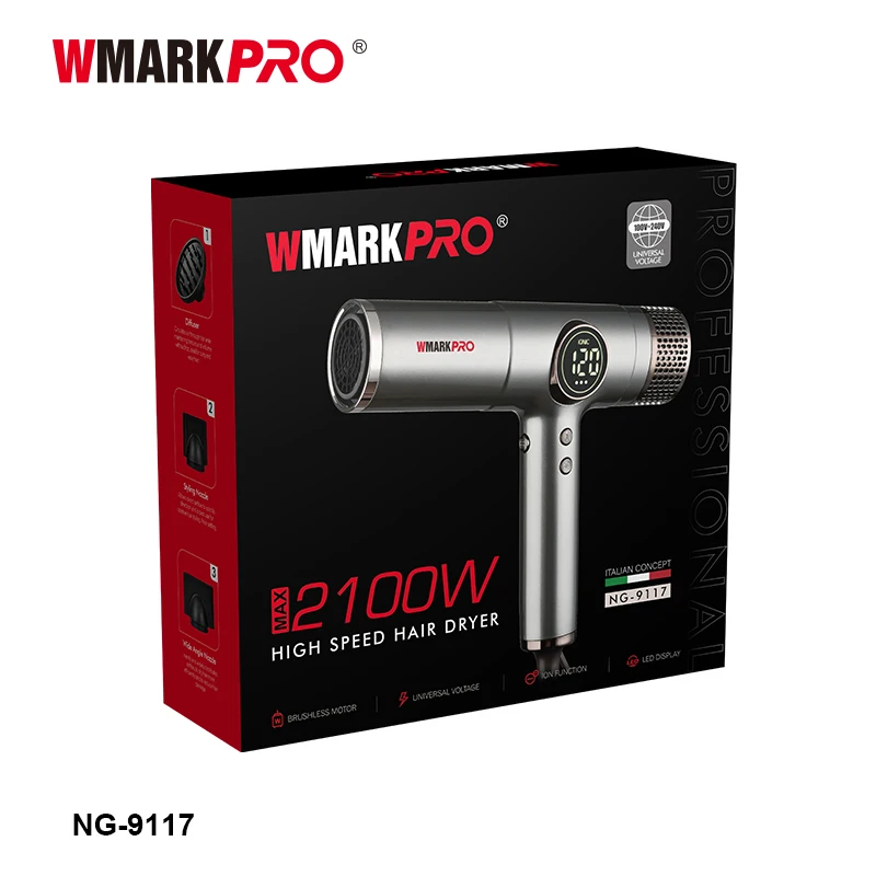 WMARK ドライヤー 高速110000RPM 軽量　ブラック・レッド 1台 WMARK Hair Dryer Professional Blow Drier Negative Ion Air Blower