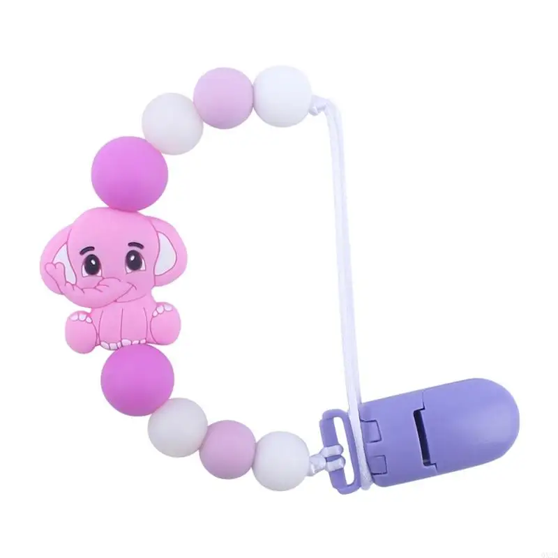 QX2D Animal Silicone Pacifier Clip for Babies Girls Boys Infant Teething Soother Toy Cartoon Pacifier Chain Holder