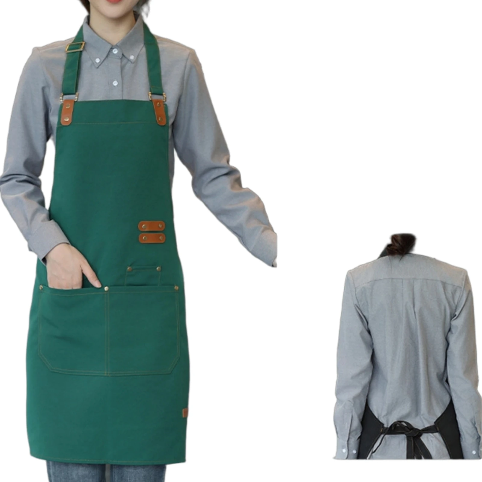 

Waterproof Work Apron Utility Pockets Anti-Splash Apron Safeguarding Clothing Front Pocket Workwear Water Repellent