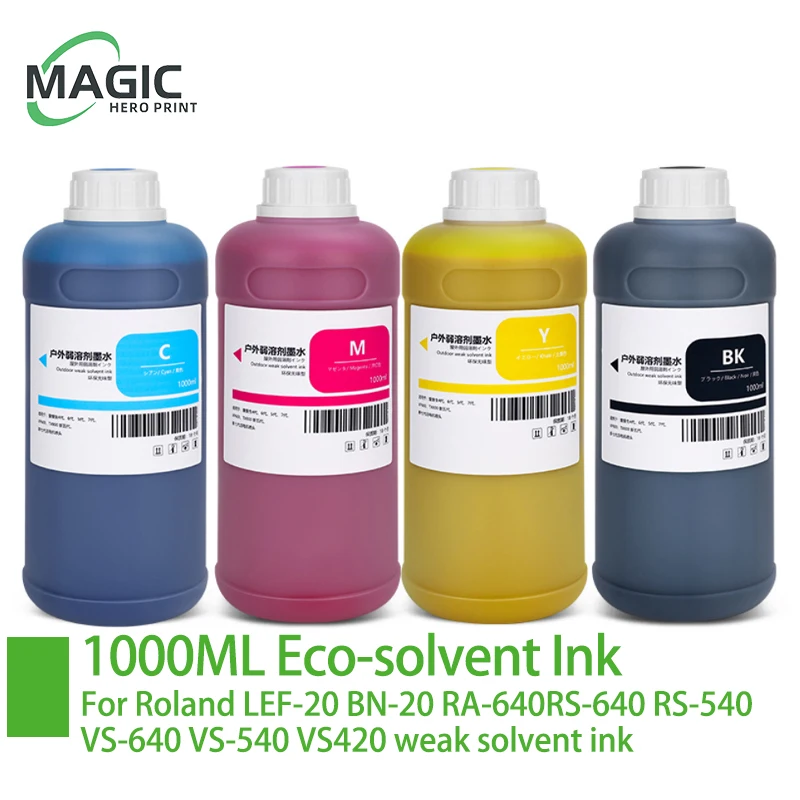 1000ML ECO-SOL Ink for Roland LEF-20 BN-20 RA-640 RS-640 RS-540 XJ-740 Xj-640 XC540 XC-540w VS-640 VS-540 VS420 weak solvent ink