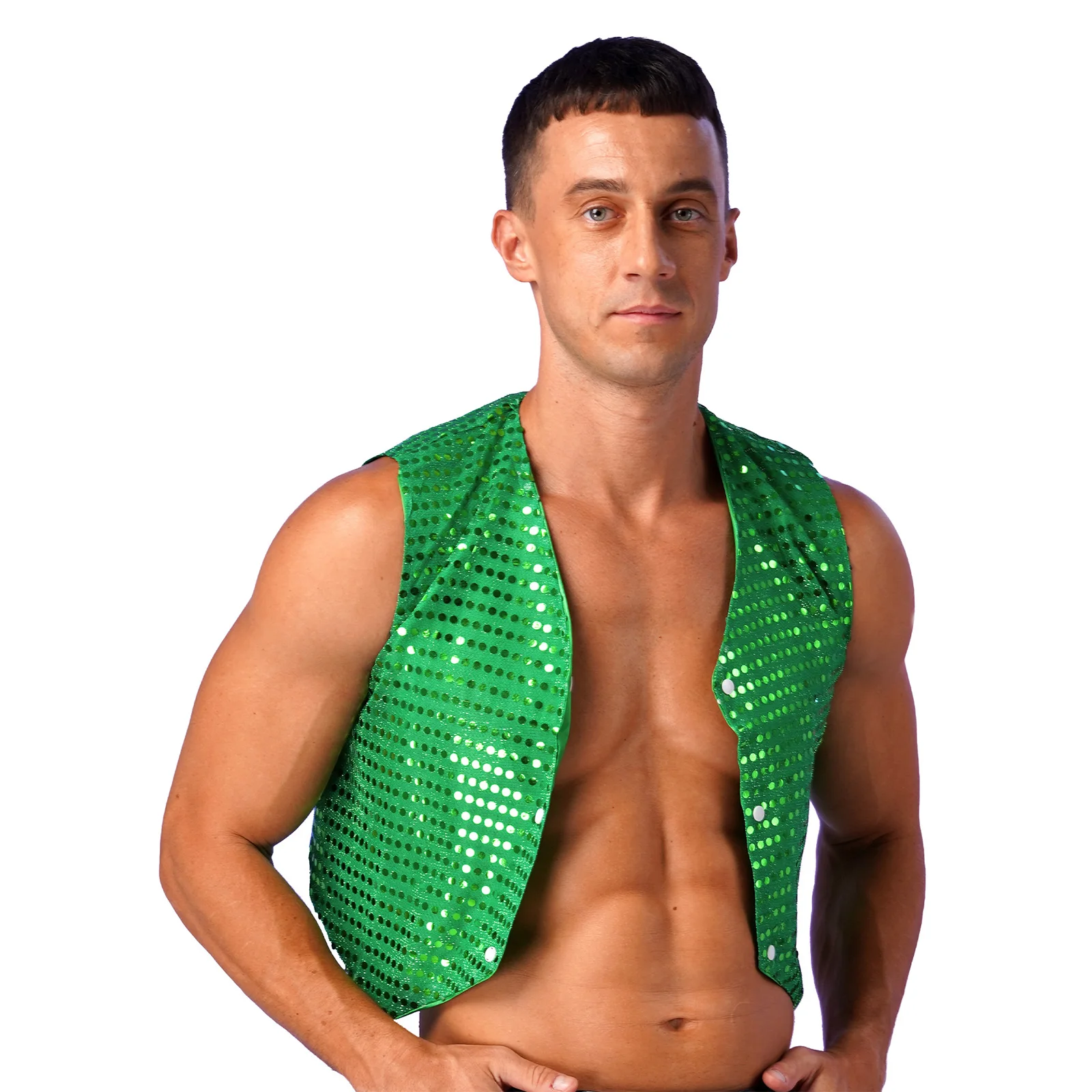 Costume de Performance de brevHip-Hop pour Homme, Gilet à Paillettes Brillantes, Ourlet Irrégulier, Paillettes, Rotterdam, Kle, Jazz