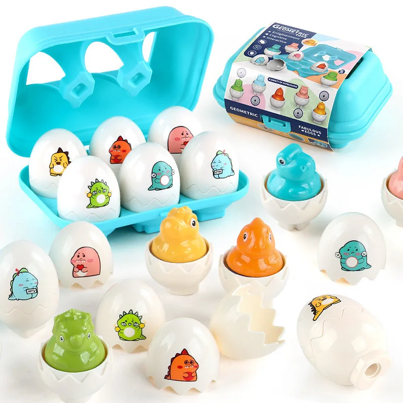 Early education Montessori Toys Smart Simulation dinosaur Gacha shape Cute animal Matching egg box Toy Pairing for Boys Girls