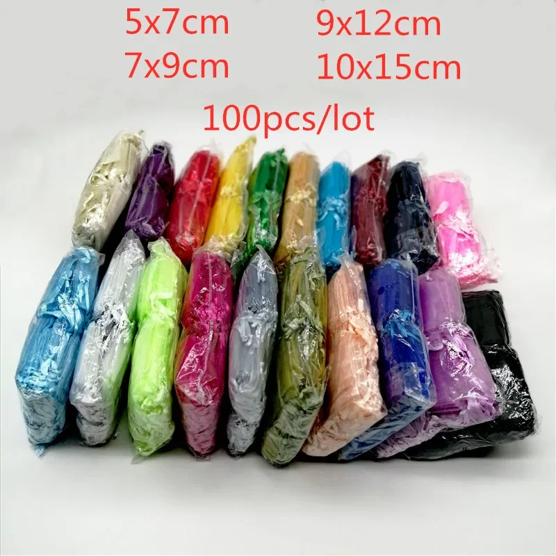 

100pcs/lot Jewelry Packaging Bag Jewelry Bags Pouches Jewellery Bag Drawstring Organza Bags Wedding Packaging For Jewelry