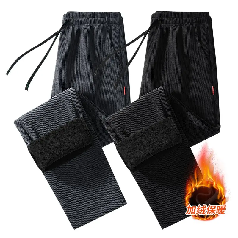 

Winter New Fashionable Solid Color Thick Warm Corduroy Pants for Men's Casual Loose Sports Large Size High Quality Pants M-6XL
