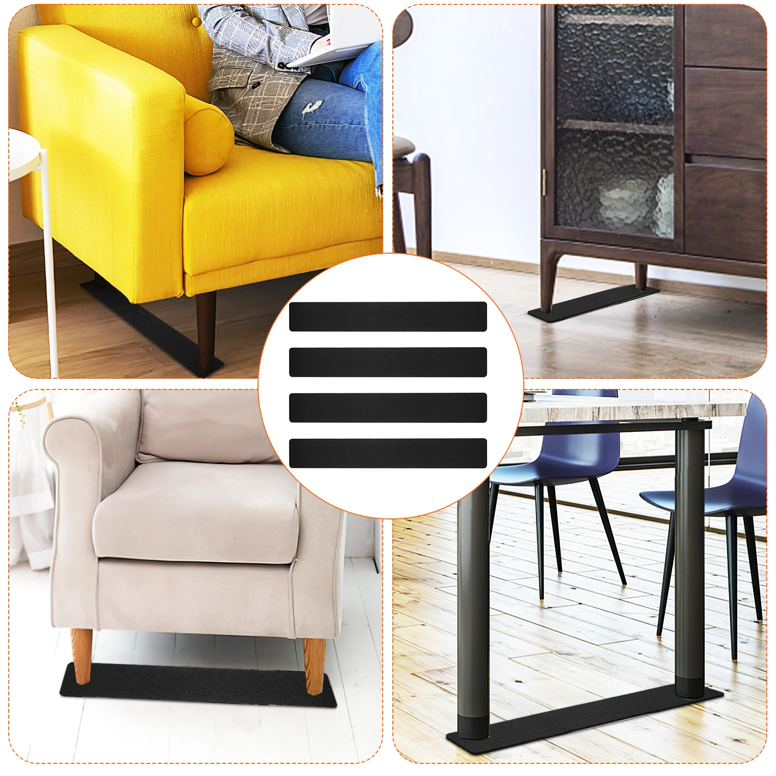

4pcs Non-Slip Furniture Pads Rubber Anti Skid Foot Covers For Chairs Couches Hardwood Tiles Marble Floor Stopper Durable Floor