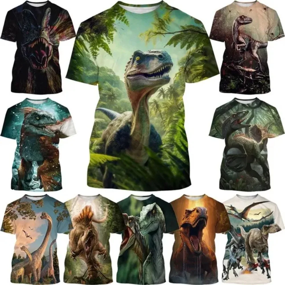 

New Men and Women Fashionable Round Neck Short-sleeved Hot Selling Behemoth Dinosaur 3D Printed T-shirt Casual Tops