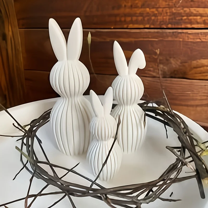 Resin Striped Rabbit Molds | Silicone Easter Bunny Casting Molds for Crafts, Irregular Shape, No Electricity Needed
