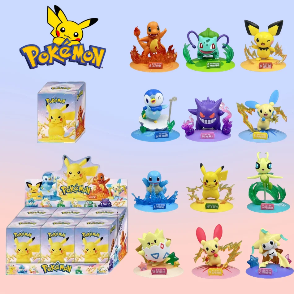 

Pokemon Blind Box Figure Pikachu Charmander Gengar Piplup PVC Model Desktop Ornament Collectible Anime Statue Display Decor Gift