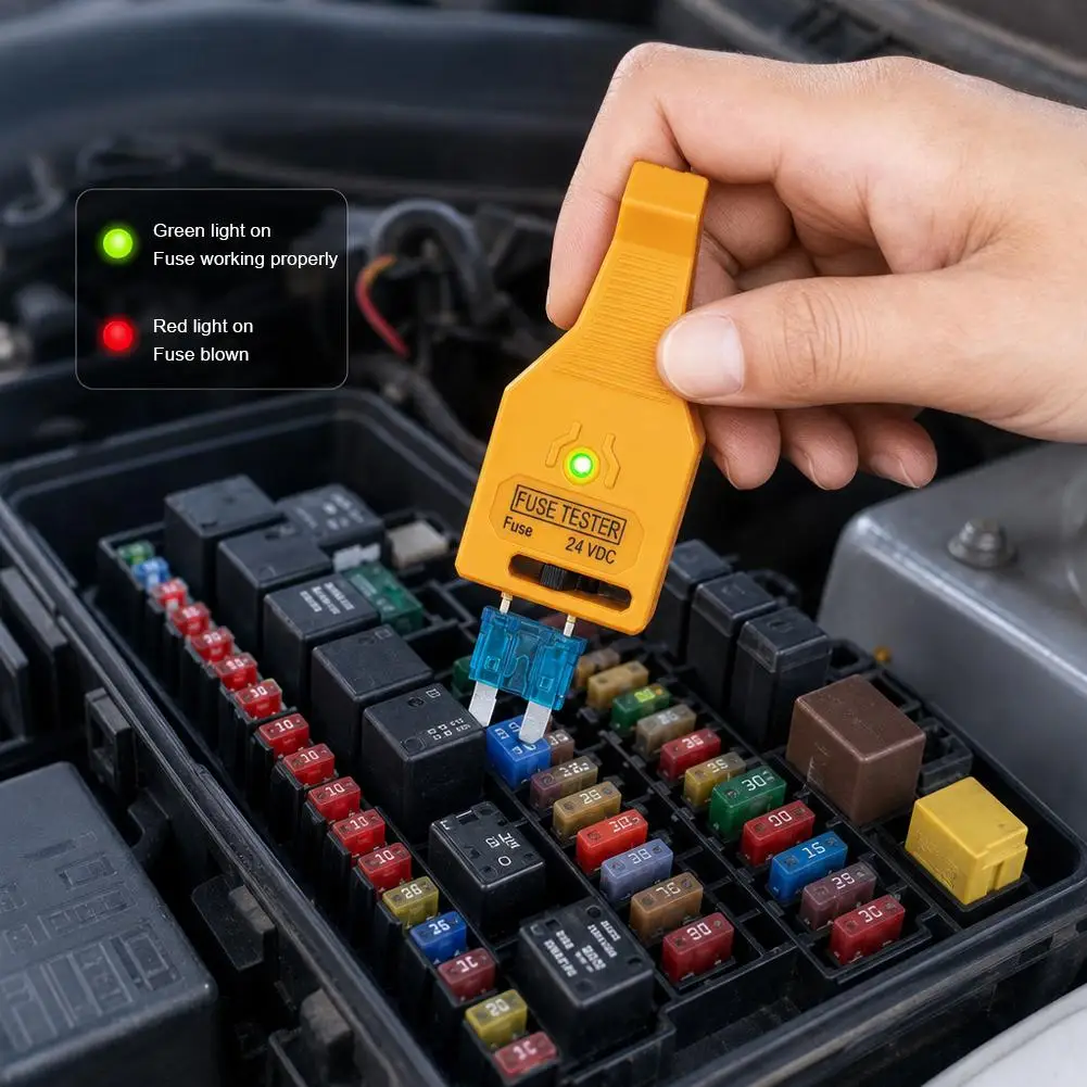 NEW Car Fuse Tester Multi-Functional Car Fuse Checker Puller Removal Tool DC 24V Car Tester Blade Puller for Mini/Standard Blade