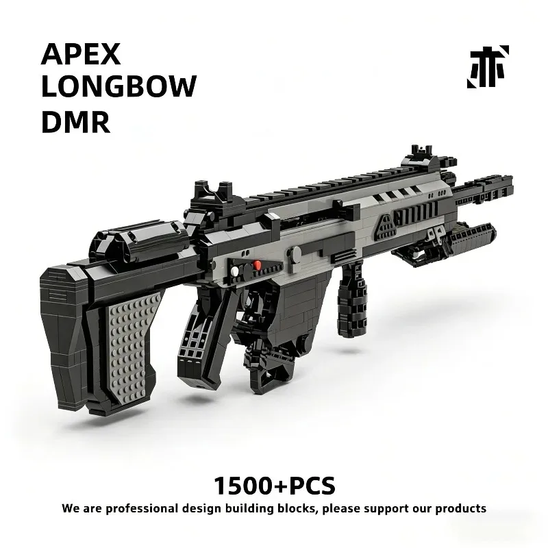 1500PCS Longbow DMR MOC Shootable Building Block Sniper Rifle Set MOC Tactical Brick Gun Collectible Toy Gift For Adult