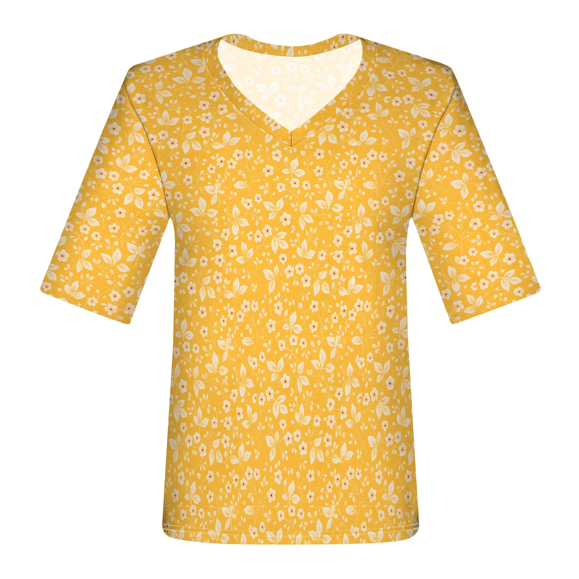ผู้หญิงVคอเสื้อTครึ่งแขนเสื้อสบายๆฤดูร้อนTees 2025 ฤดูใบไม้ผลินุ่มComfyน่ารักเสื้อผ้าเสื้อยืด