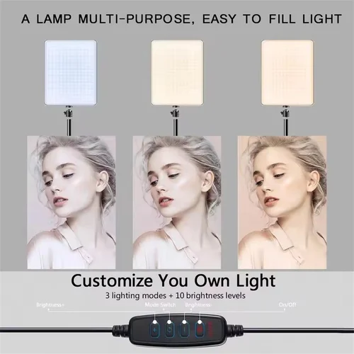 Imagen 2 del producto MEUYAG-luces LED para fotografía y Selfie, iluminación para conferencias, lámpara de estudio fotográfico con soporte de brazo de tijera para transmisión en vivo de YouTube