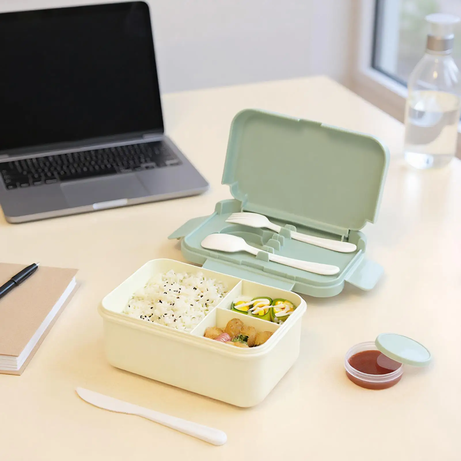 Kids Lunch Box Leak Proof 3 Compartments Container Snack Box Container For Home Daily Picnic Family Outdoor School Travel Work