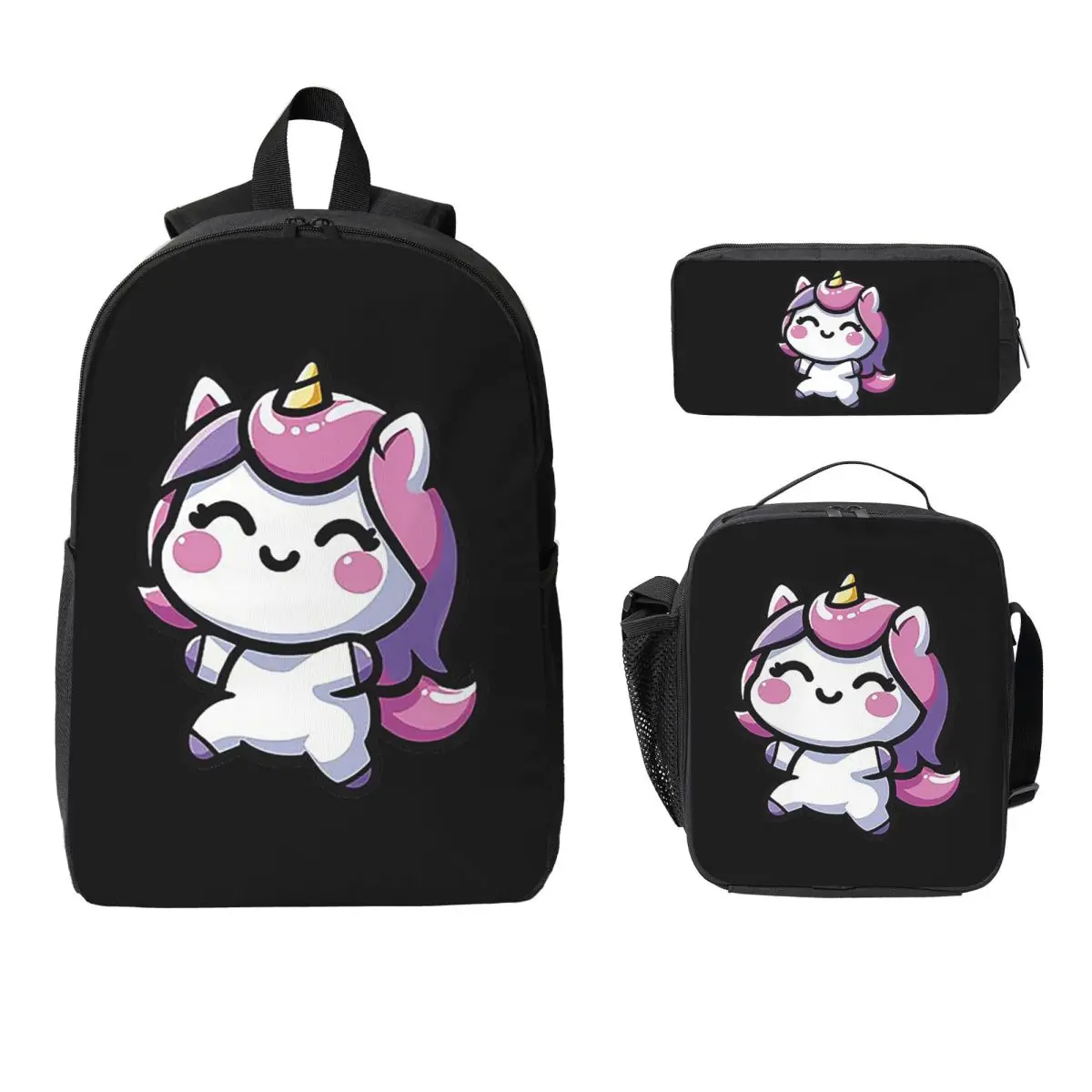 

Adorable Kawaii Unicorn Backpack Boys Girls BookBag School Bag Laptop Shoulder Bags 3ps Insulated Lunch Bag Pencil Case