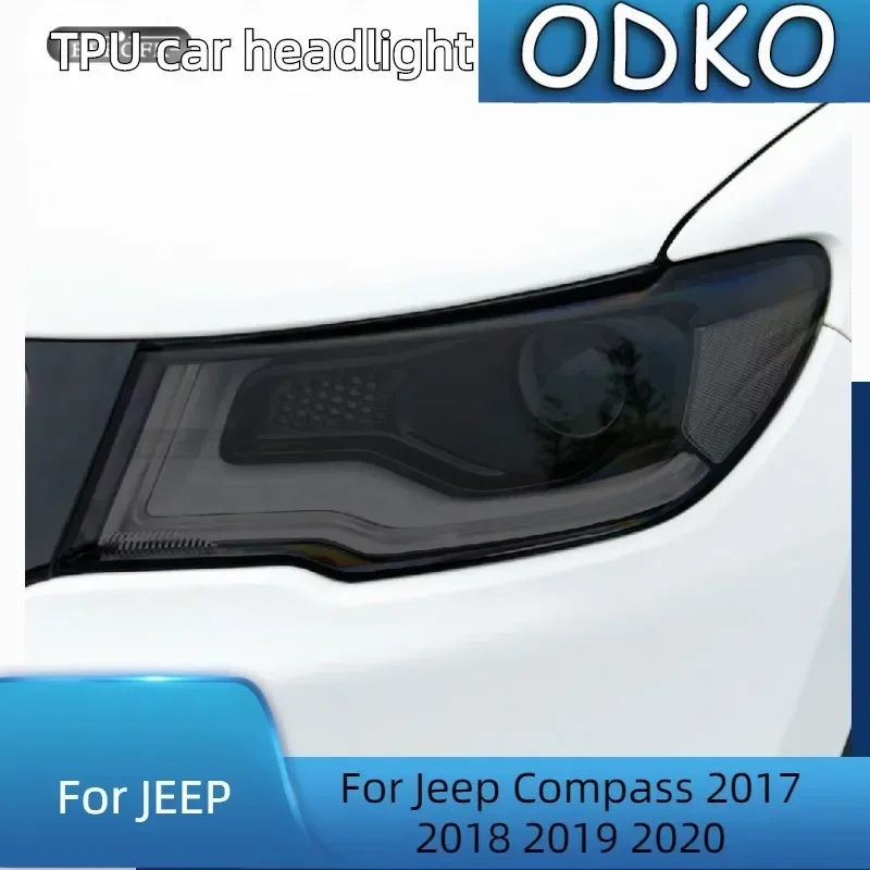 

Для Jeep Compass 2017 2018 2019 2020 защитная пленка для фар автомобиля, дымчатая черная прозрачная защитная наклейка из ТПУ