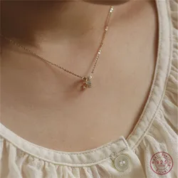 Korean Light Luxury Temperament Pave Zircon Princess Crown Necklace for Women 925 Sterling Silver Jewelry Accessories