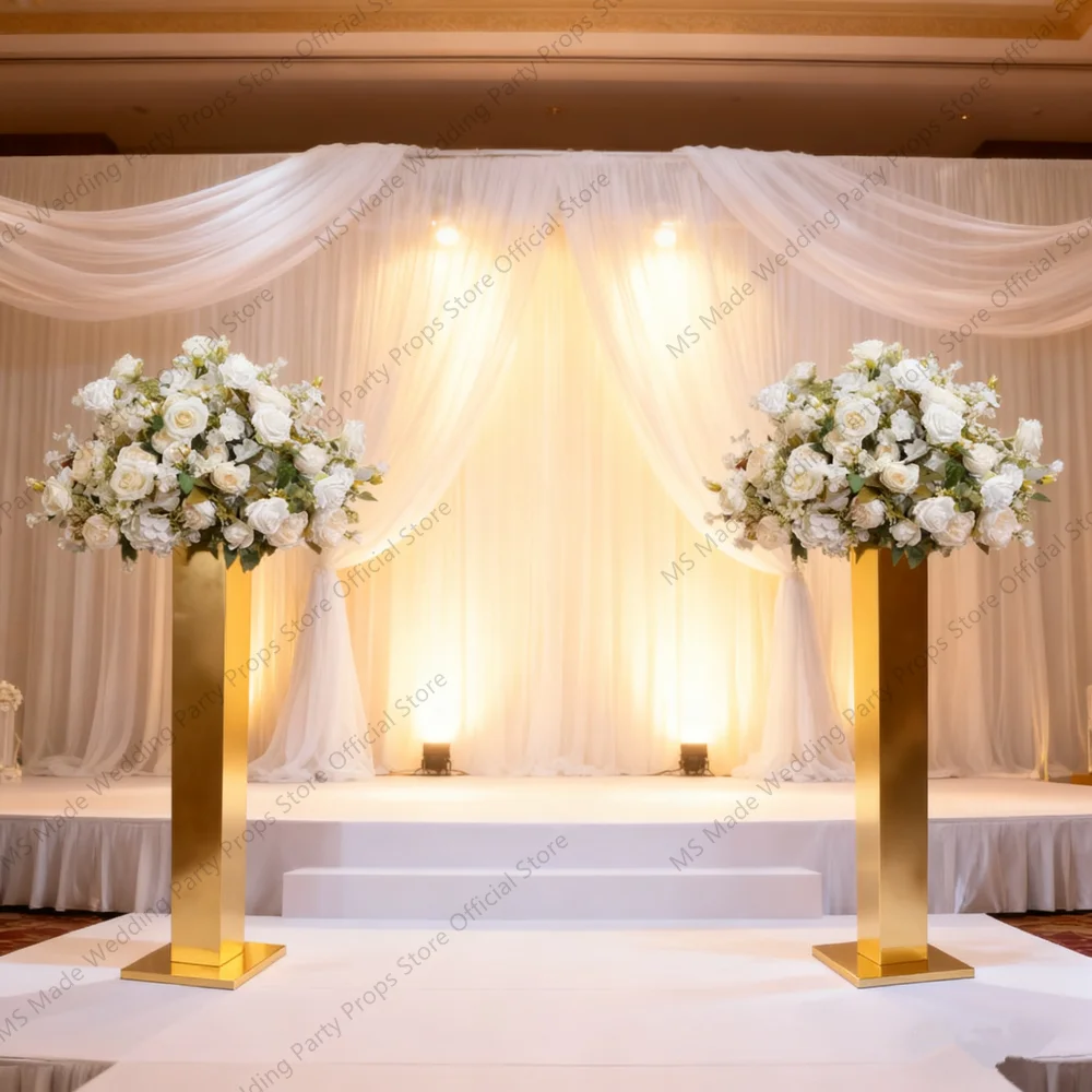 6 Stück Edelstahl-Metallvasen-Blumenständer für Hochzeitstisch-Mittelstücke, Gangdekorationen und Partydekorationen. – Detail 4