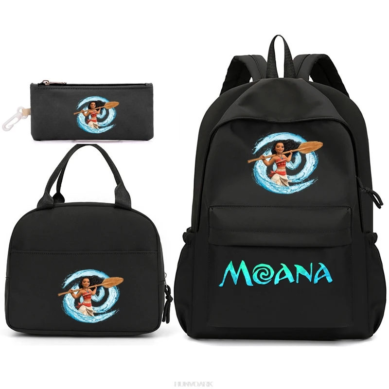 

3pcs Disney Moana Backpack with Lunch Bag for Women Student Teenagers School Bags Comfortable Travel Sets