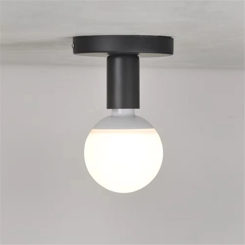 E27 Black Lamp Holder Minimalist Hallway Light Retro Industrial Ceiling Lamp Base Wardrobe Bedroom Light Lighting Fixtures