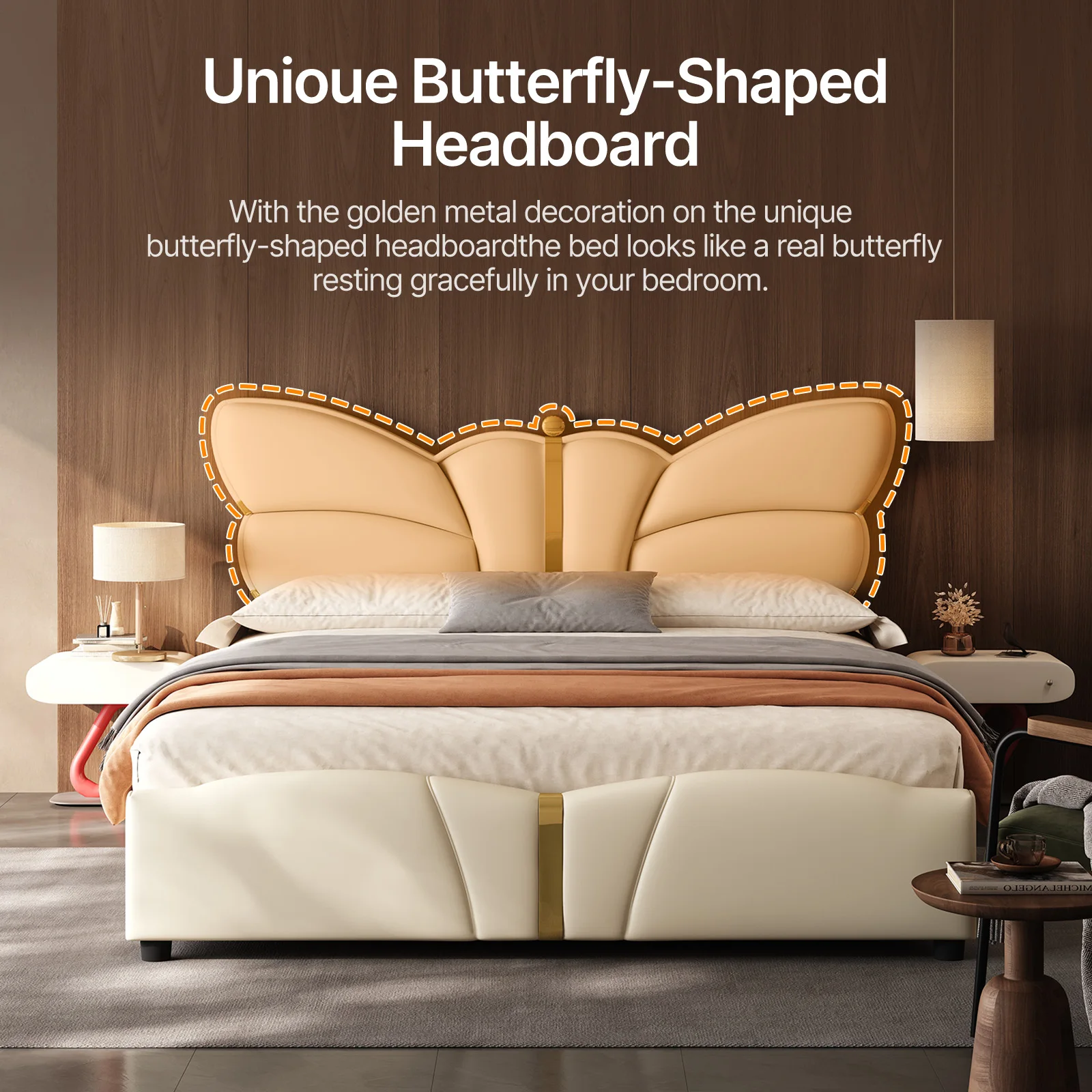 Queen Butterfly Platform Bed 3