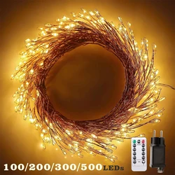 300/500leds Cluster Christmas String Lights Outdoor Decoration Indoor Garden Tree Plug Wedding Copper Wire Holiday Lighting