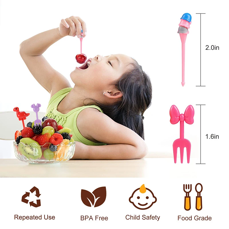 32 Stück Lebensmittel Picks für Kinder Kinder niedlichen Cartoon Snack Obst Gabeln wieder verwendbare Mini Kuchen Dessert Zahnstocher Lunchbox Zubehör – Detail 6