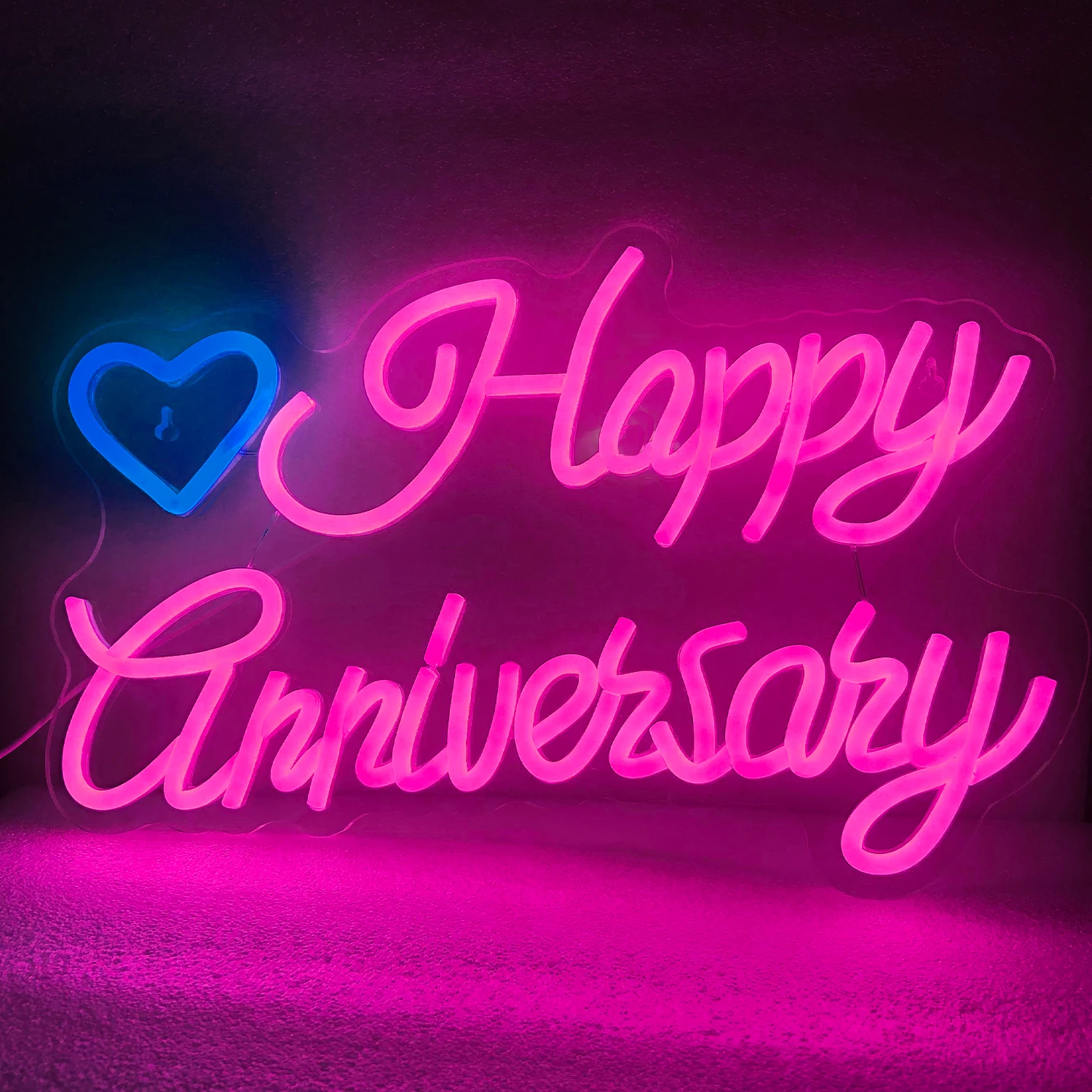 Happy Anniversary Neon Signs for Bedroom Wall Decor Brightness LED Light Up Signs Wedding Engagement Birthday Party Decoration