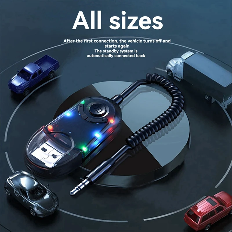 AUX Bluetooth Car Adapter Dongle Cable For Car Speaker Bluetooth Receiver USB To 3.5Mm Jack Audio Music Receiver-A38R