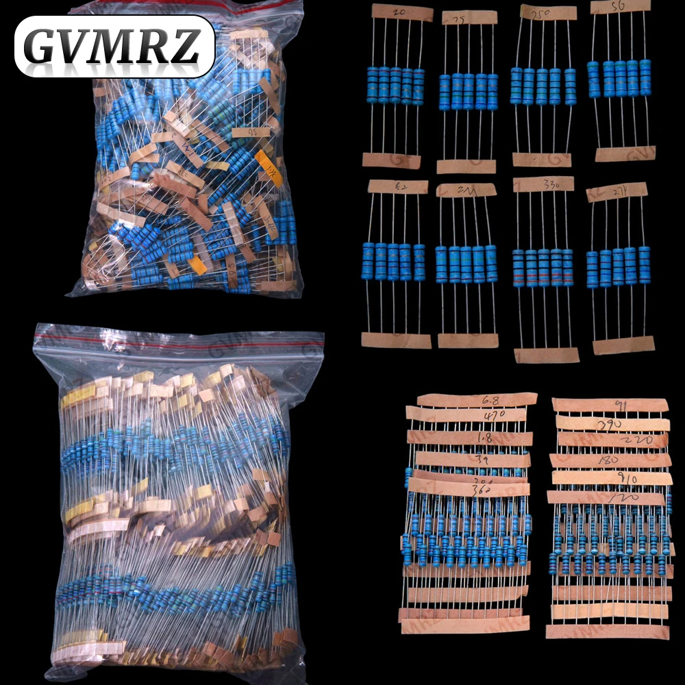 

130Values 156Values 1/4W 1/6W 1/2W 1W 2W Power Metal Film Resistor Kit 1R-10M Assortment Set 1ohm-10Mohm samples pack 1W 2W