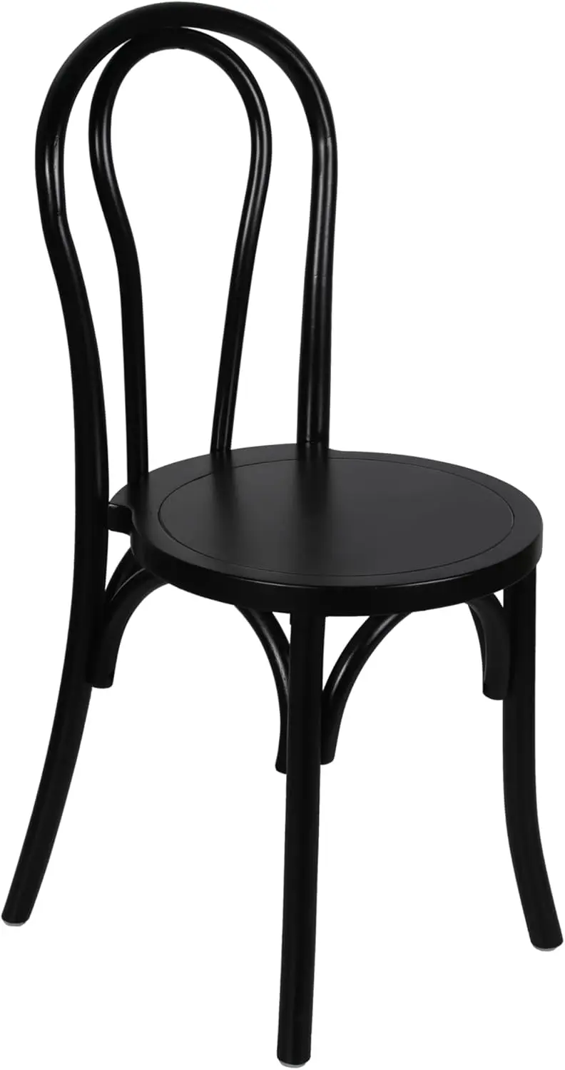 

Commercial Solid Wood Dining Chair, Thonet Style, Stackable Design, Mortise and Tenon, 350 lbs. Static Weight Capacity, Black