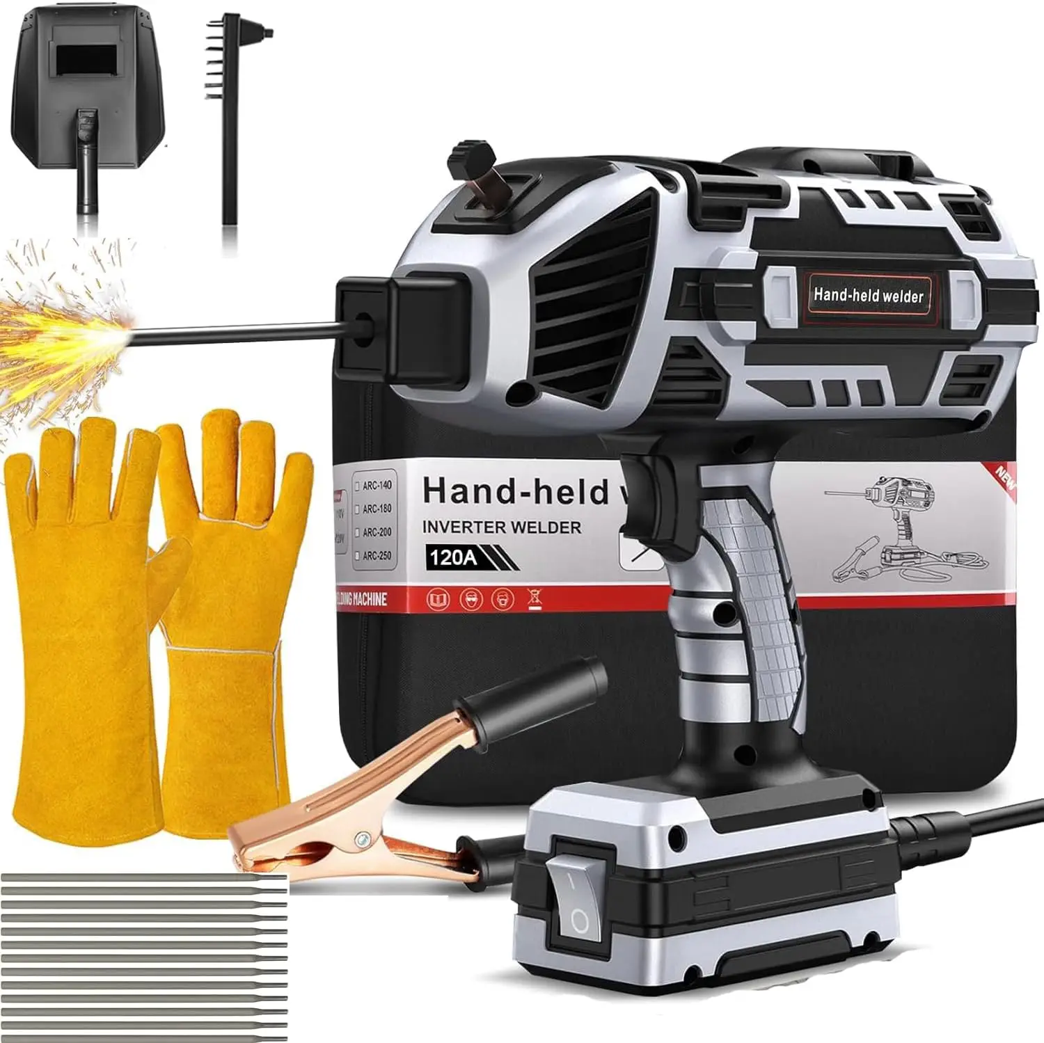 

Portable IGBT Inverter Arc Welder 110V, 6-Setting Current Adjustable, for 3/32'-1/8' Rods (Grey)