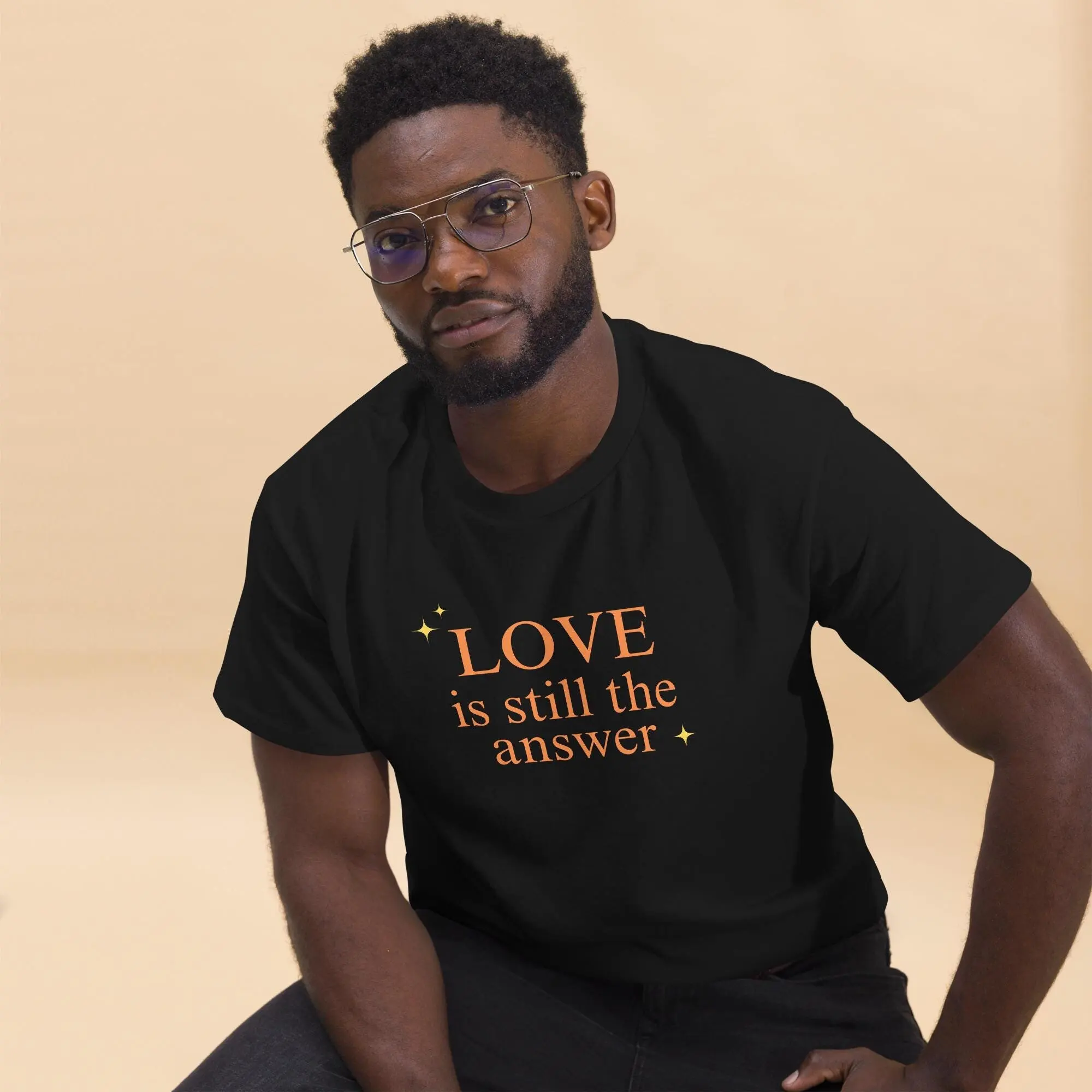 Summer Men's Casual Simple Fit T-Shirt - Breathable and Comfortable  Love Is Still The Answer W/Stars Unisex Classic Tee