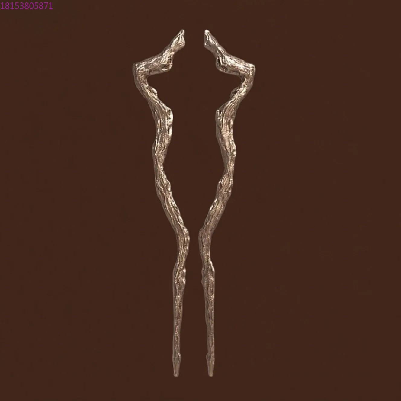 Glass door handle antique copper special-shaped tree branch door handle creative art