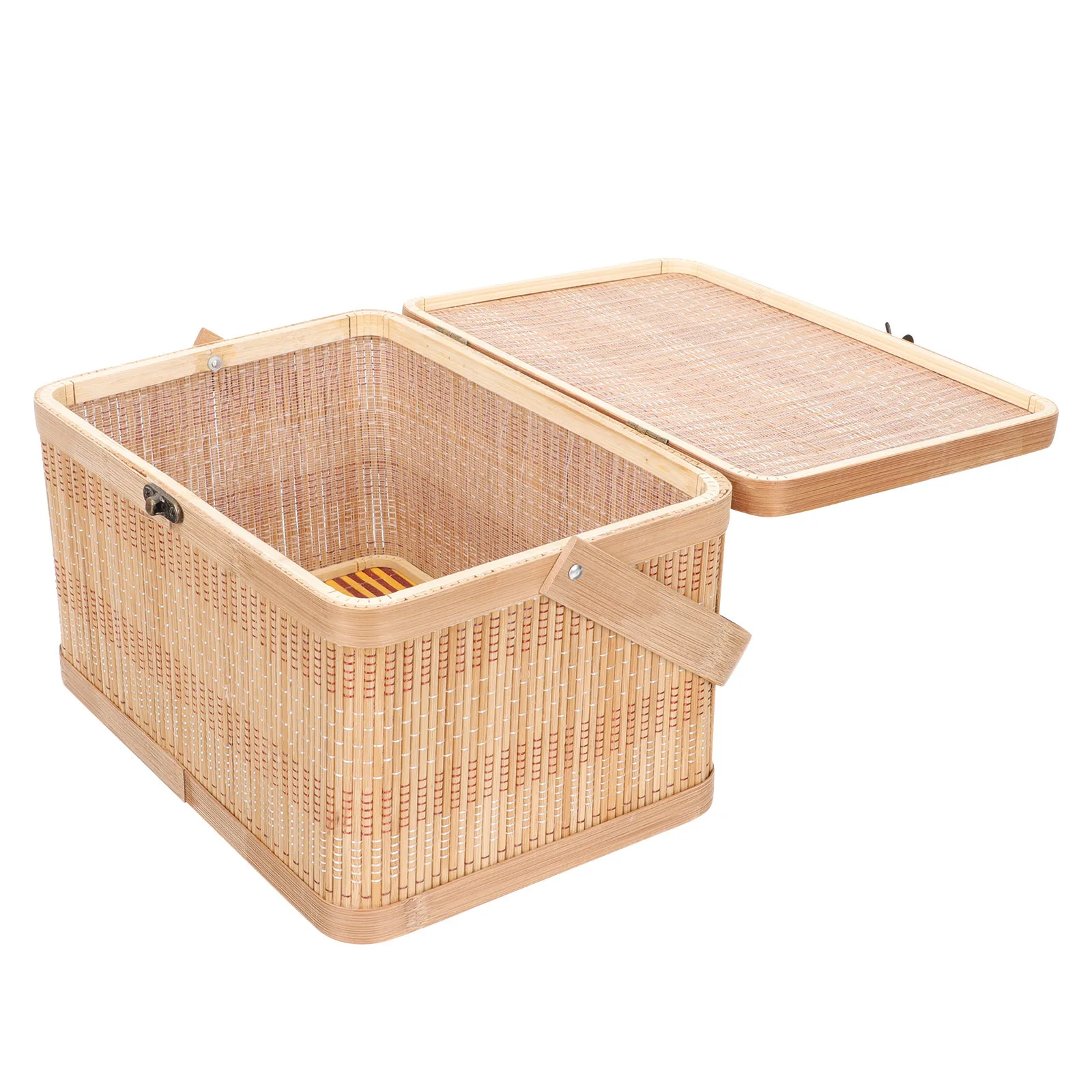 

Bamboo Basket Handwoven Large Handle Lidded Food Fruit Storage Moon Cake Gift Picnic Basket Portable Storage Box