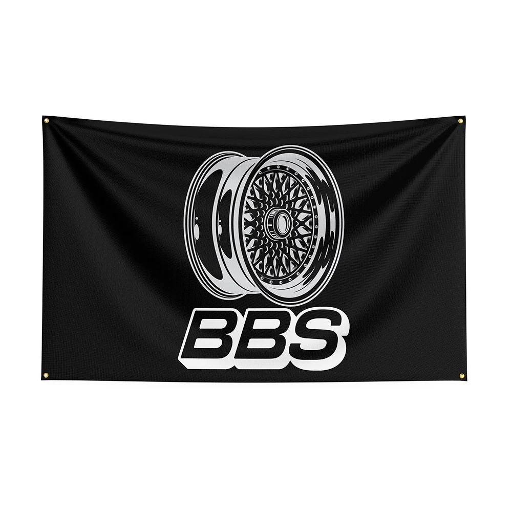 Bandera BBS de poliéster impresa, cartel de coche de carreras para decoración, 3x5 pies