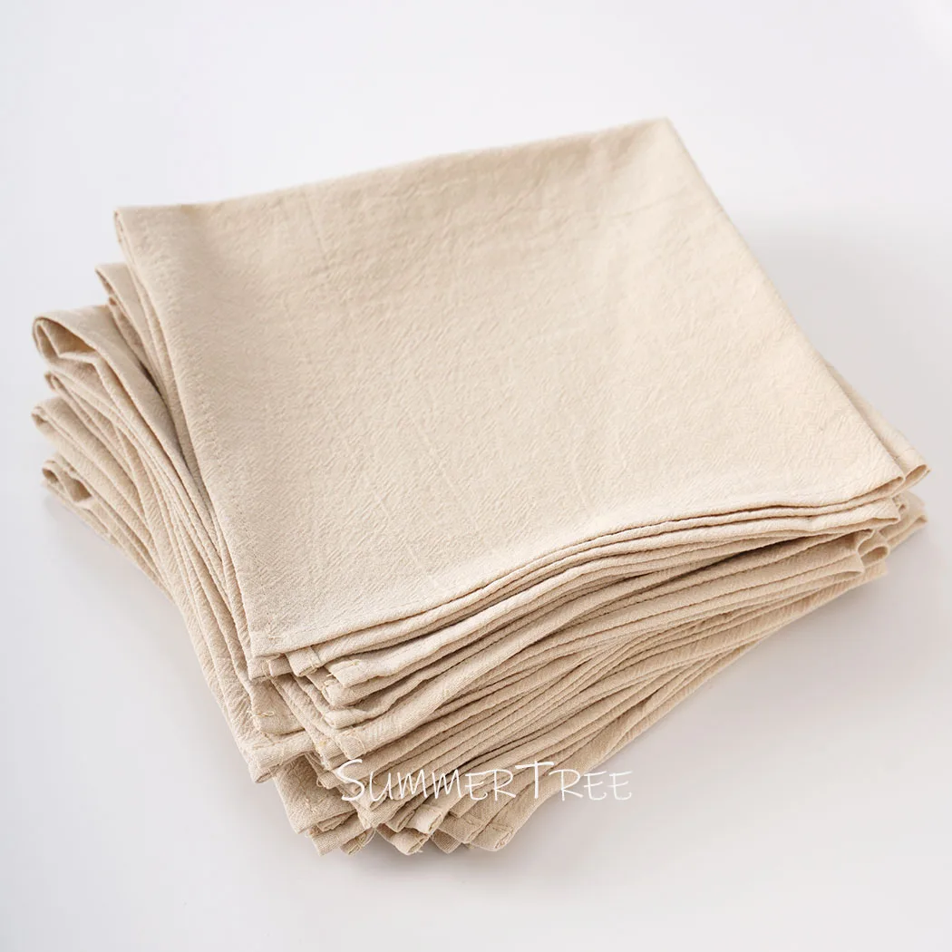 12pcs 40x40cm Washed Cotton Plain Cloth Napkins Vintage Soft Durable Tea Towels Place Mats for Home Kitchen Wedding Table Decor