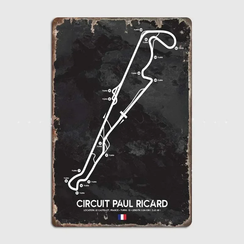 Circuit Paul Ricard， Richard Theme Metal Tin Plaque Sign for Wall Decor Anywhere Vintage Style High Quality