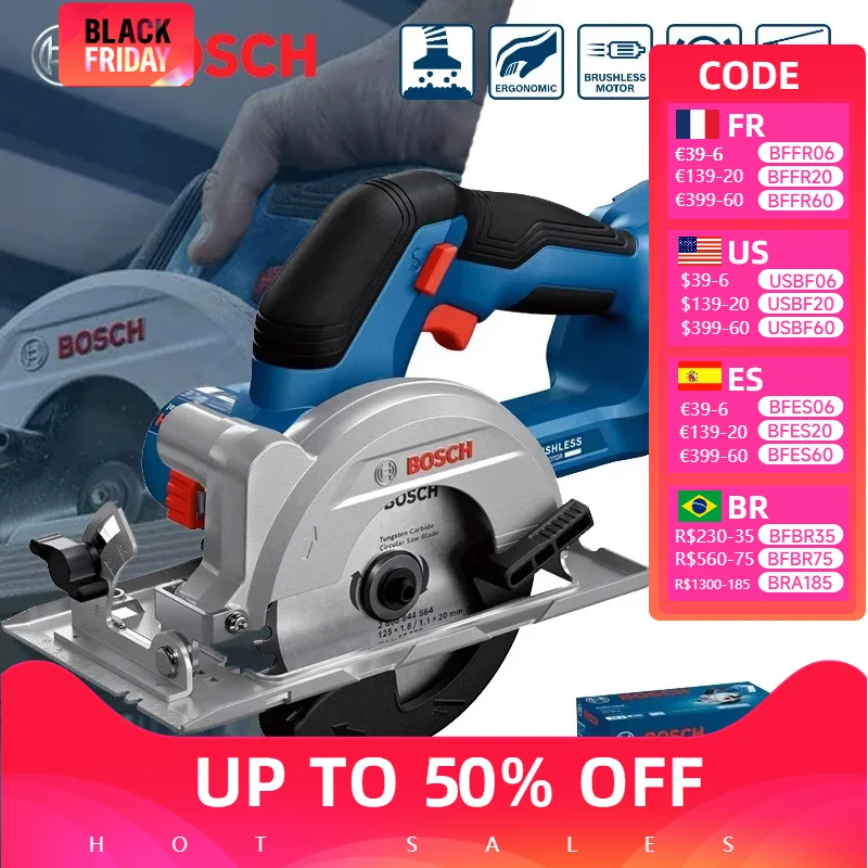 BOSCH GKS 18V-44 Electric Circular Saw 18V Brushless 125mm Multi-Angle Carpentry Power Tool Cutting Machine Bosch GKS18V-44