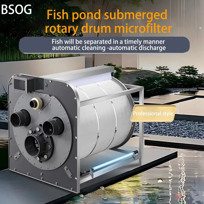 【Best-selling】Aquaculture Koi Pond Sewage Filtration, Stainless Steel Submerged Drum Microfiltration Machine