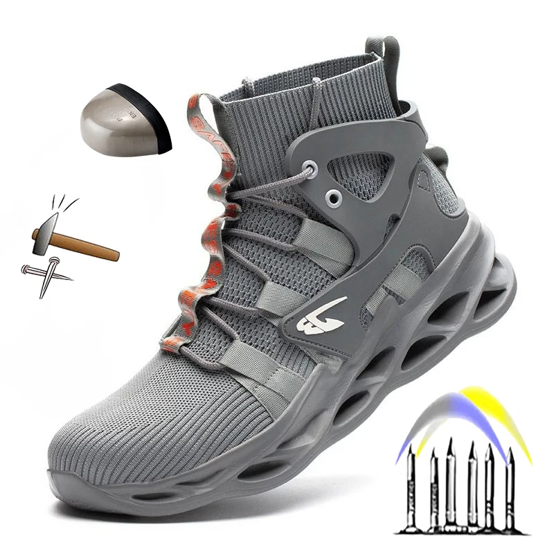 new style men Indestructible Non Slip Security Shoes Safety Boots Anti-smash Work Sneakers Safety Shoes With Steel Toe Cap