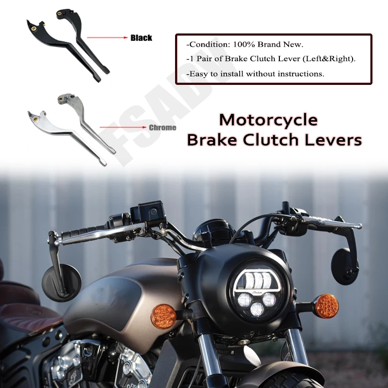 Fit For Indian Scout/Scout Sixty Bobber 2017-2023 2021 2022 Brake Clutch Levers Handlebar Hand Grips Black Silver Accessories