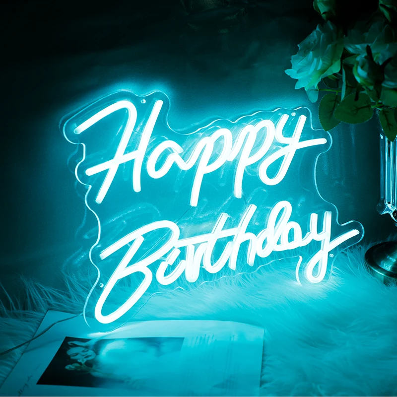 Happy Birthday Neon Sign 42x30cm Light Sign For Birthday Party Decoration Usb Powered for Baby Kids Gift Custom Led Light Sign