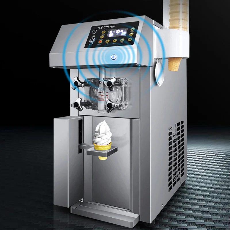 

Commercial Ice Cream Maker, 10-20L/H Yield, 1000W Countertop Soft Serve Machine With 4.5L Hopper 1.6L Cylinder Touch