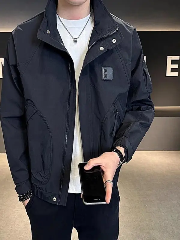 

Casual Faionable Men's Jaet Stand Collar Workwear Sle Spring Autumn New Trendy Brand Haome Men's Clothing