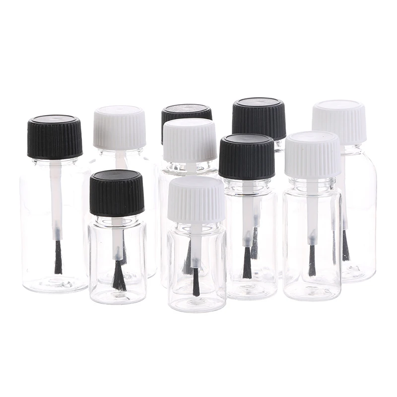 

5ml 15ml 20ml 30ml Clear Plastic PET Sample Bottle With Brush Cap Refillable Empty Nail Polish Bottles