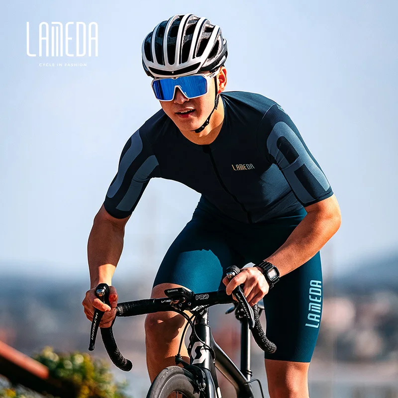 Lameda Cycling Clothes For Men Short Sleeved Set For Summer Breathable Cycling Jersey Quick Drying Cycling Shorts
